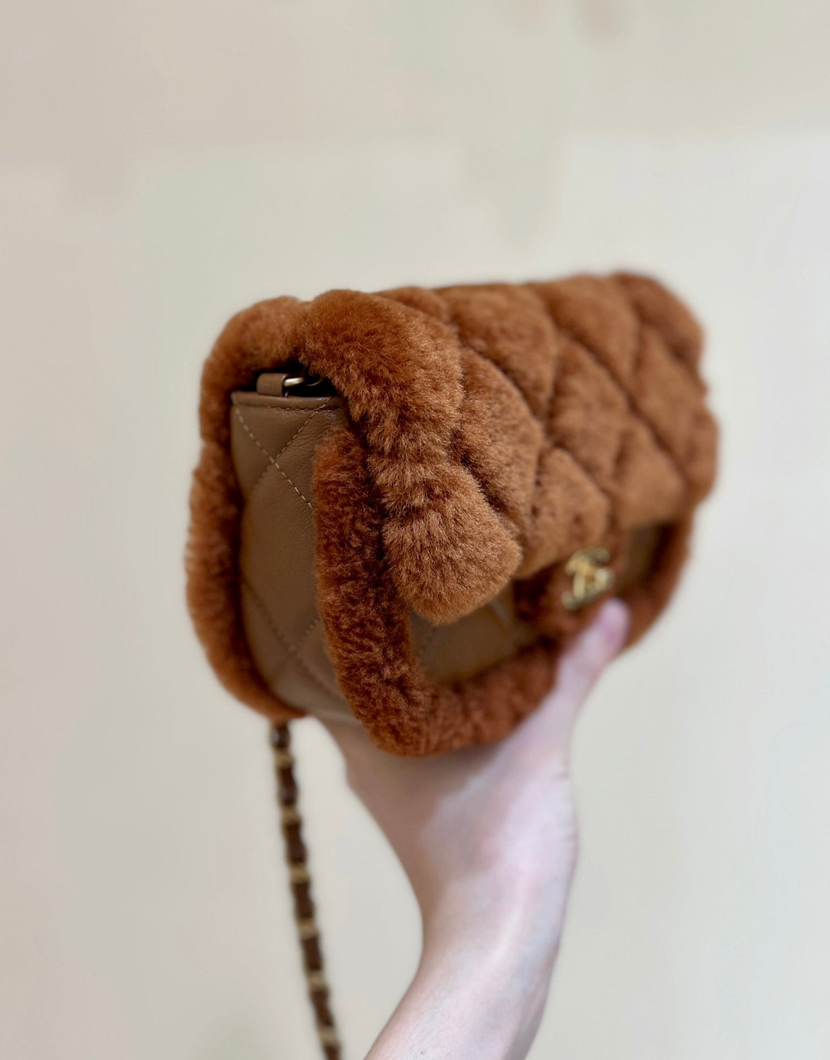 CC  24K Teddy Bear CF 18 cm Brown Lambskin & Fur Light GHW