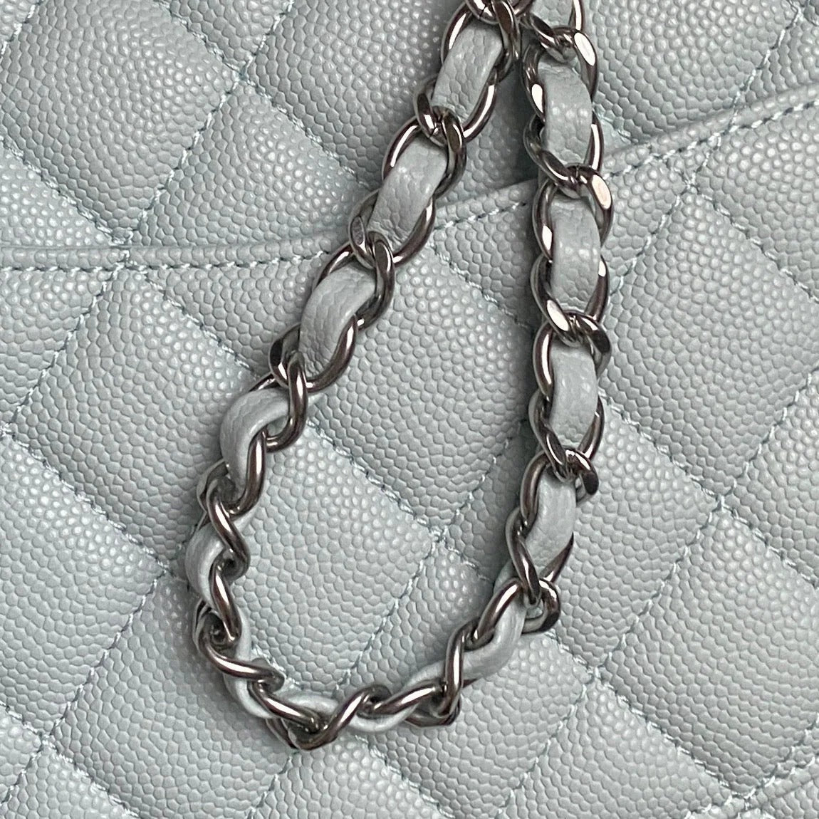 CHANEL 25S FLAP BAG 22 IN SLATE BLUE CALFSKIN SILVER HARDWARE